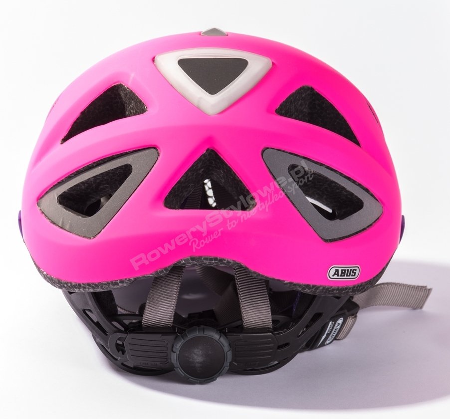 Damski różowy kask rowerowy z lampką