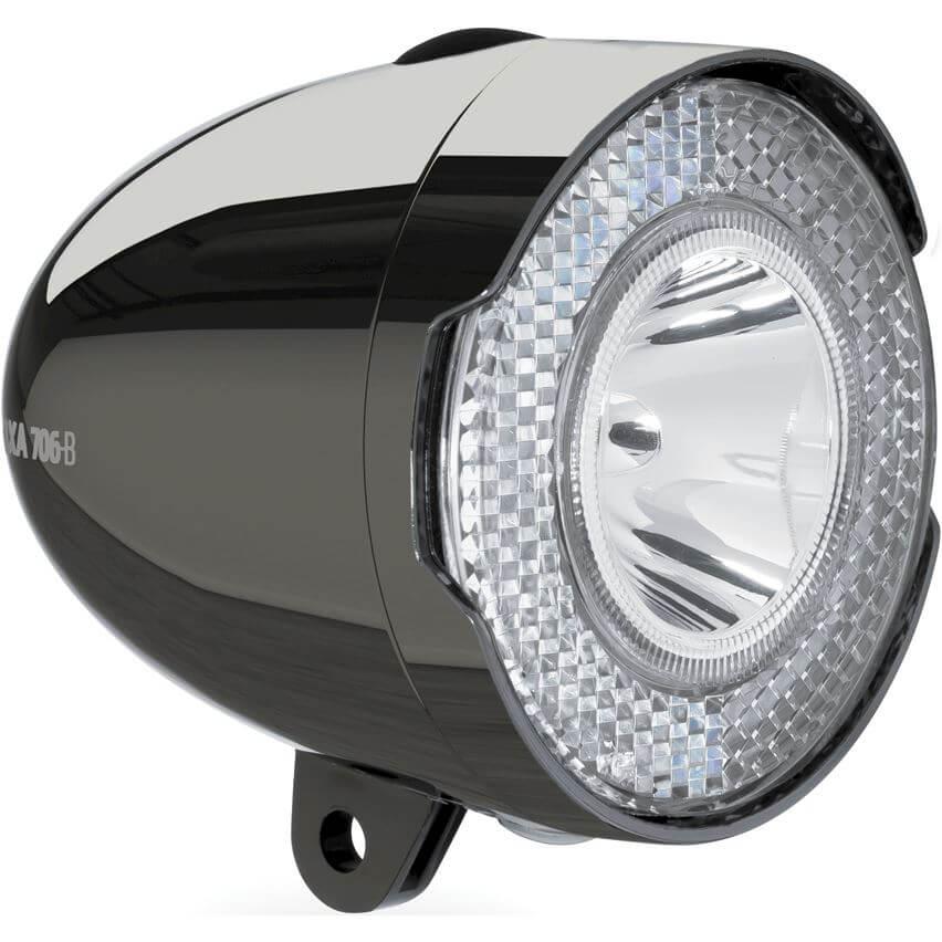 Przednia lampka rowerowa AXA 706-B black chrome