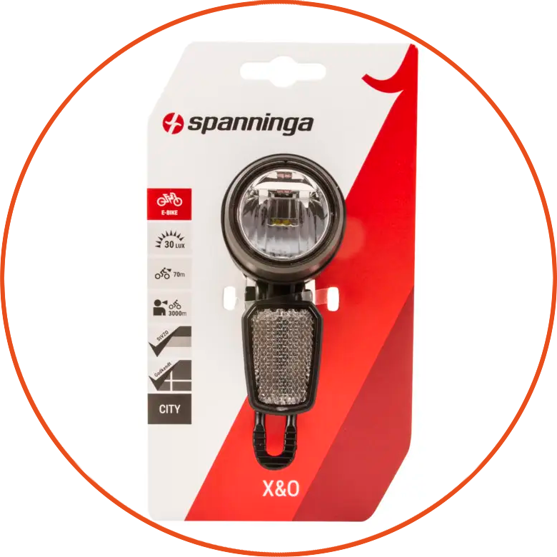 Przednia lampka rowerowa Spanninga X&O 30 XE E-bike 6-36V