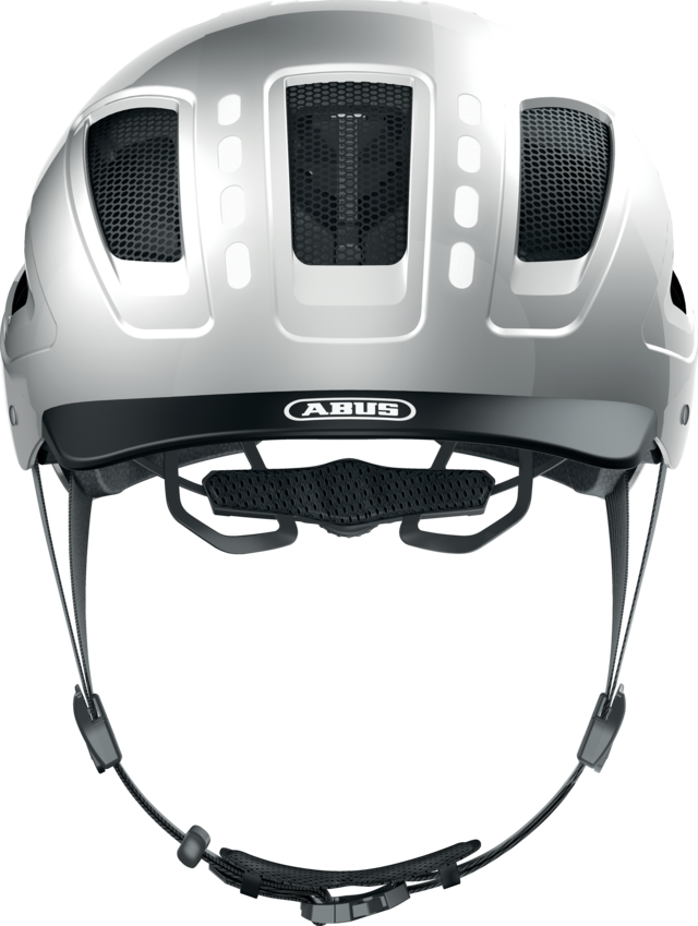 Kask rowerowy Abus Hyban 2.0 LED Signal Silver Shiny