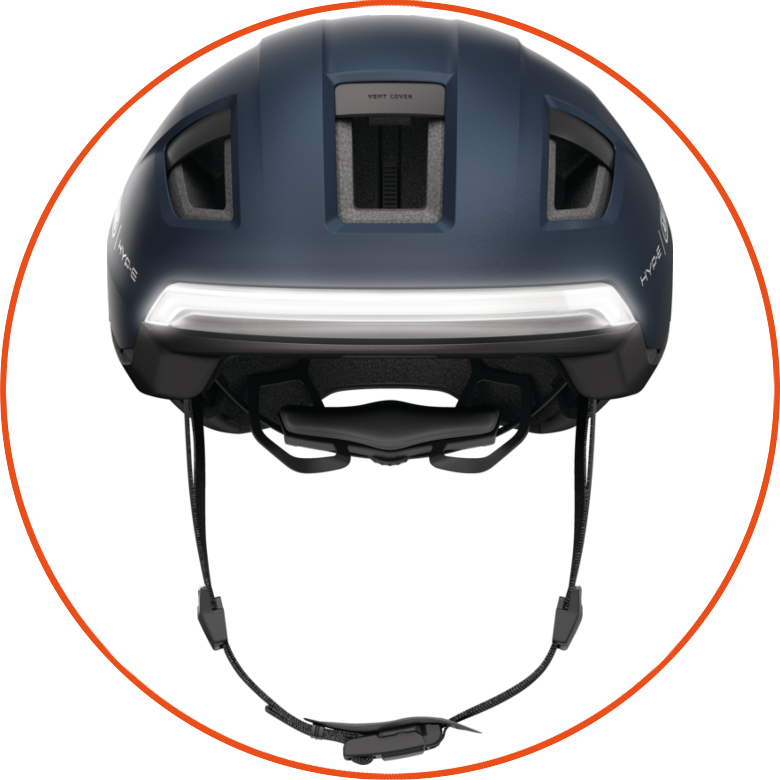 Kask rowerowy z kierunkowskazami Abus Hyp-E Midnight Blue