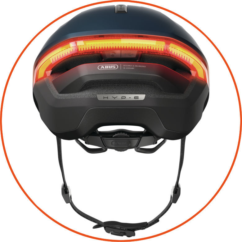 Kask rowerowy z kierunkowskazami Abus Hyp-E Midnight Blue