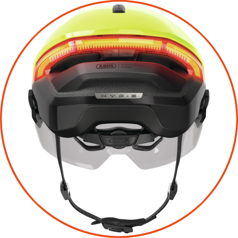 Kask rowerowy z kierunkowskazami Abus Hyp-E BL.ACE Signal Yellow