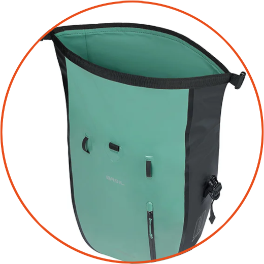 Pojedyncza sakwa rowerowa Basil Rivo L 25-31L MIK Hooks