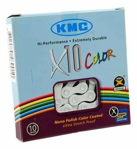 Biały łańcuch rowerowy KMC X10 Color