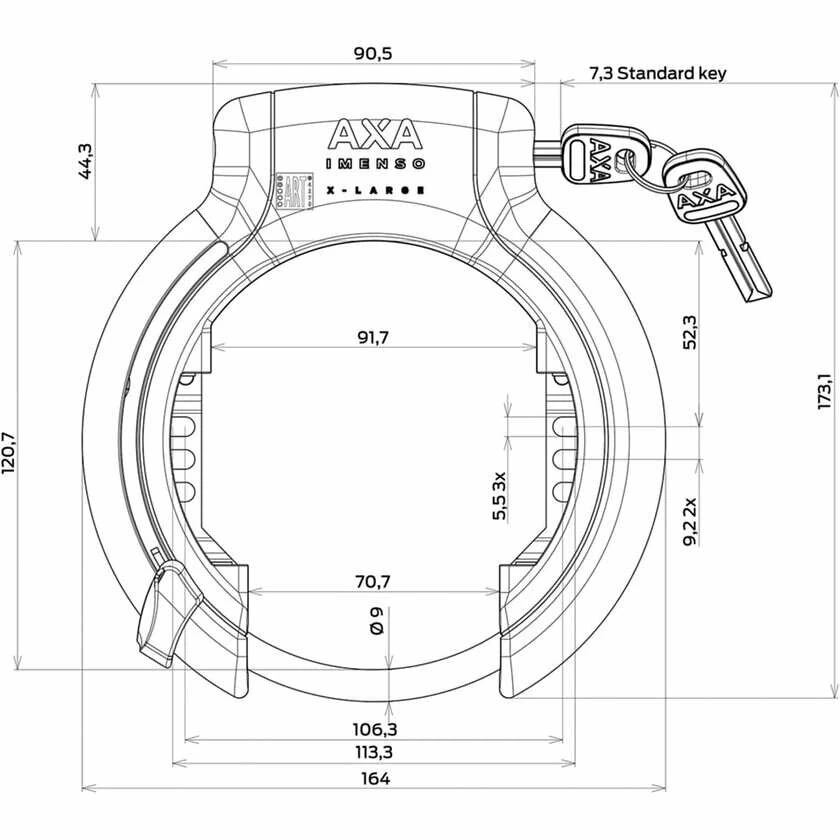 Blokada koła AXA Imenso  X-Large 92 mm