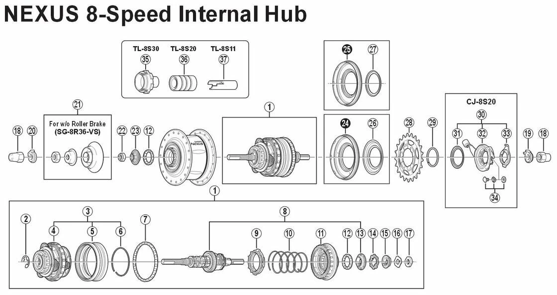 Części do piasty Shimano Nexus 8  / Alfine 8