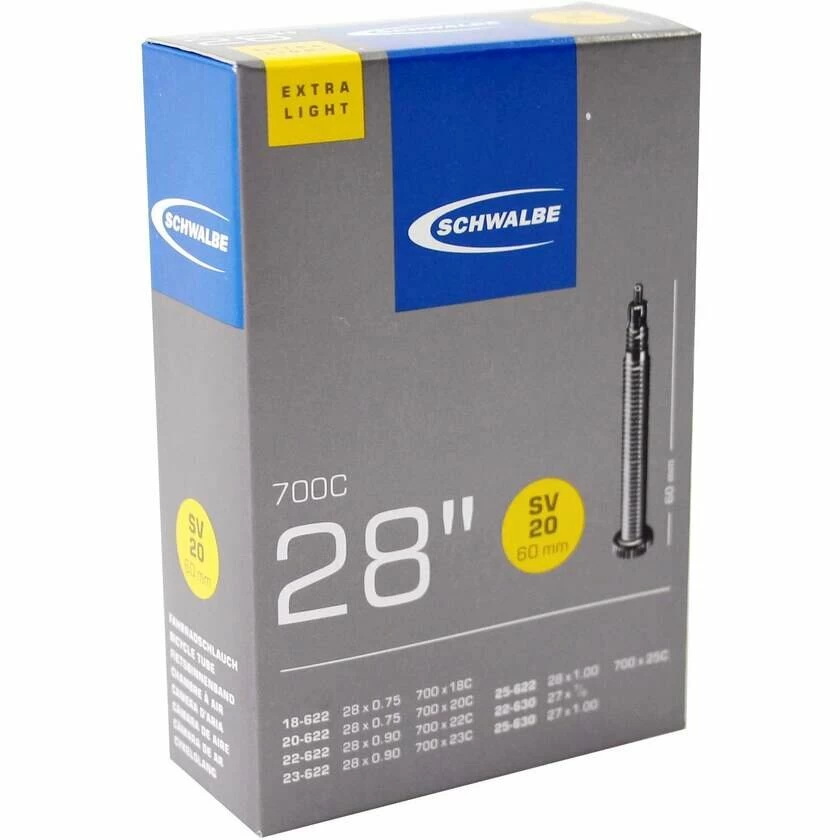 Dętka Schwalbe 28 x 0.75 - 1.0 EXTRA LIGHT - NR 20 Presta SV x-long 60 mm