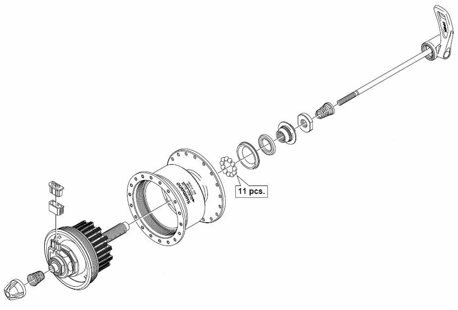 Dynamo w piaście Shimano Sport DH-3N72 na szybkozamykacz Rozmiar: 36 otworów