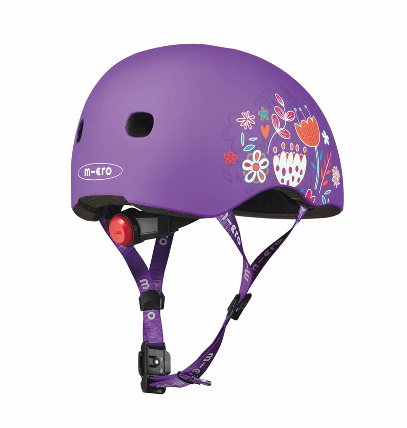 Dziecięcy kask na hulajnogę typu orzeszek Micro Floral Purple S (48 - 53 cm)