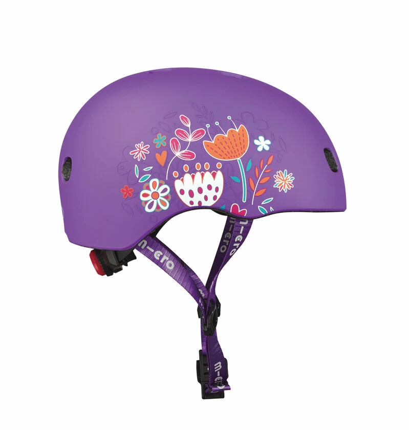 Dziecięcy kask na hulajnogę typu orzeszek Micro Floral Purple S (48 - 53 cm)