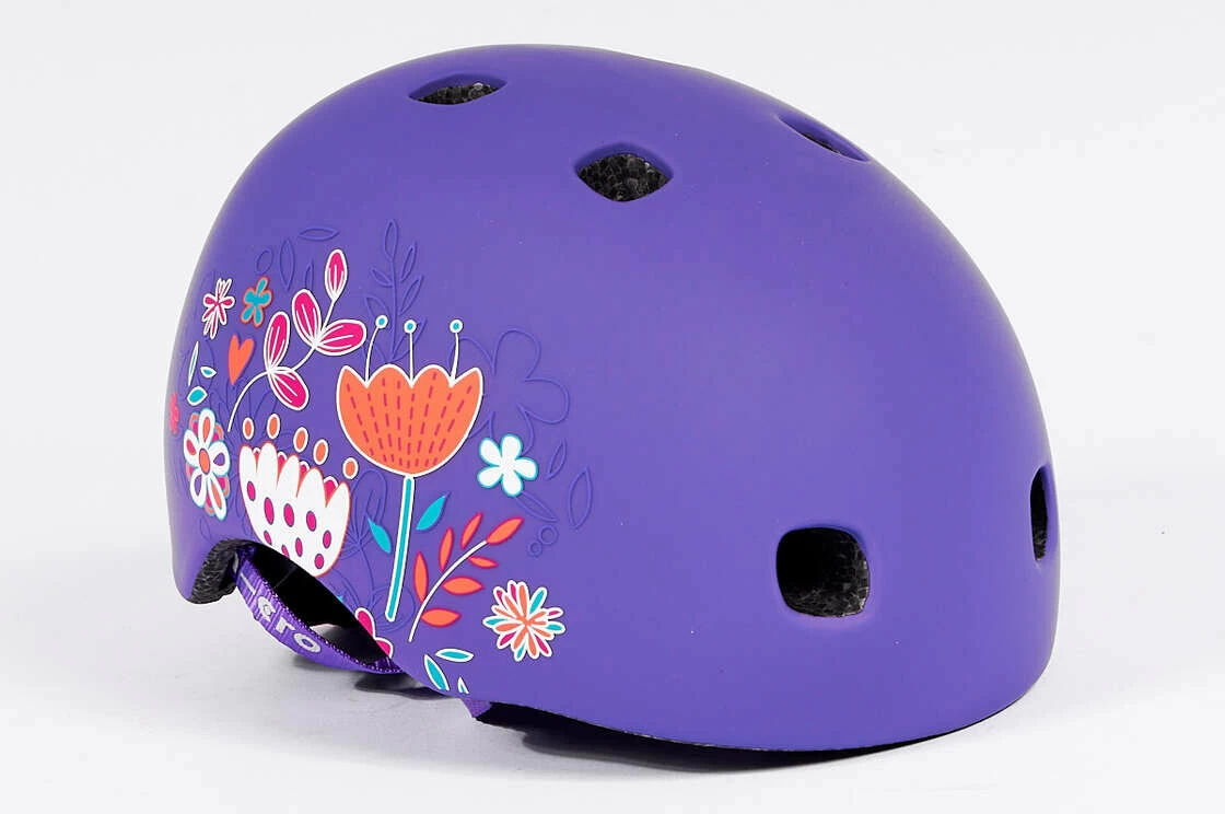 Dziecięcy kask na hulajnogę typu orzeszek Micro Floral Purple S (48 - 53 cm)
