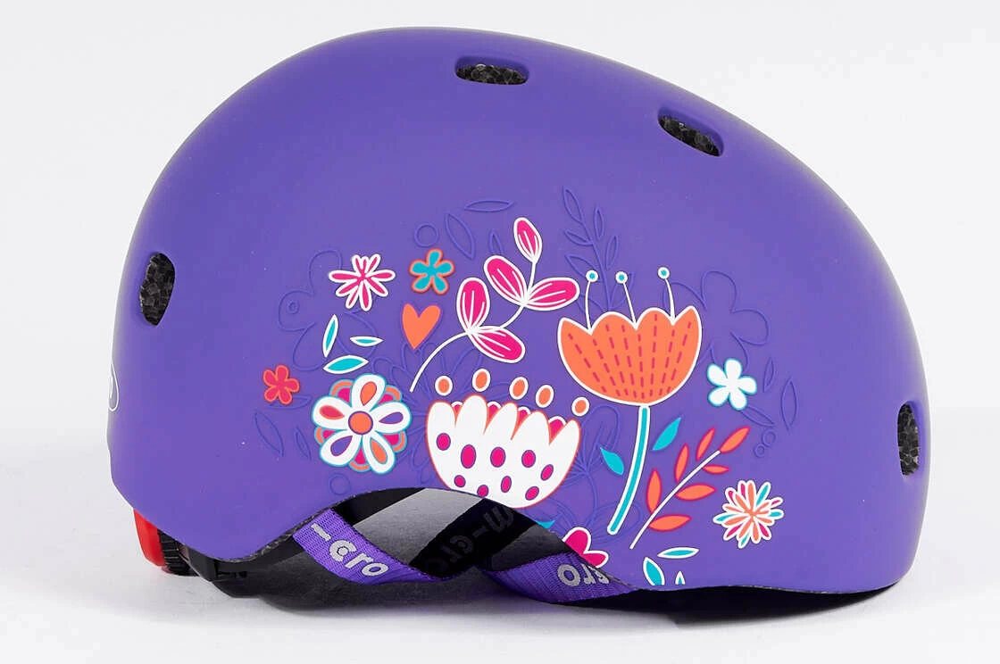 Dziecięcy kask na hulajnogę typu orzeszek Micro Floral Purple S (48 - 53 cm)