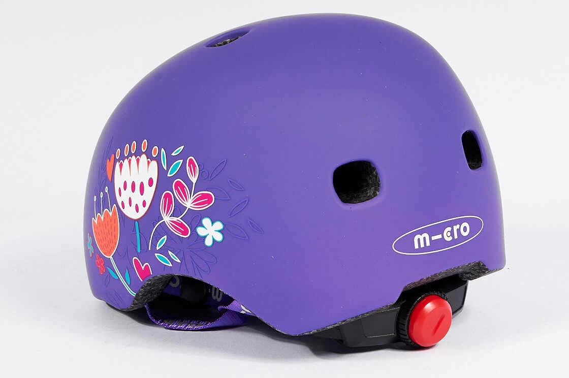 Dziecięcy kask na hulajnogę typu orzeszek Micro Floral Purple S (48 - 53 cm)