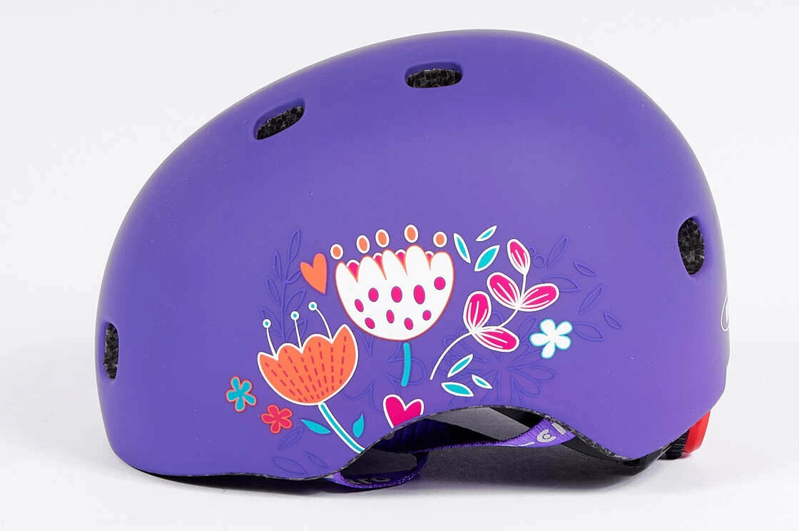 Dziecięcy kask na hulajnogę typu orzeszek Micro Floral Purple S (48 - 53 cm)