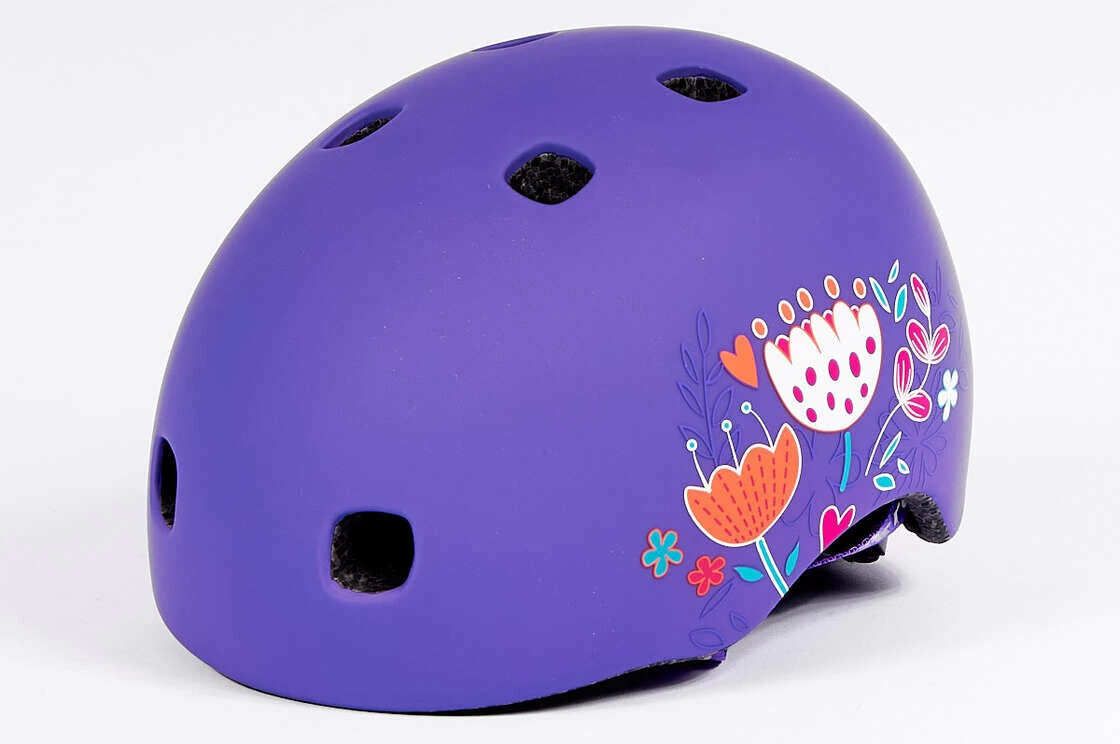 Dziecięcy kask na hulajnogę typu orzeszek Micro Floral Purple S (48 - 53 cm)