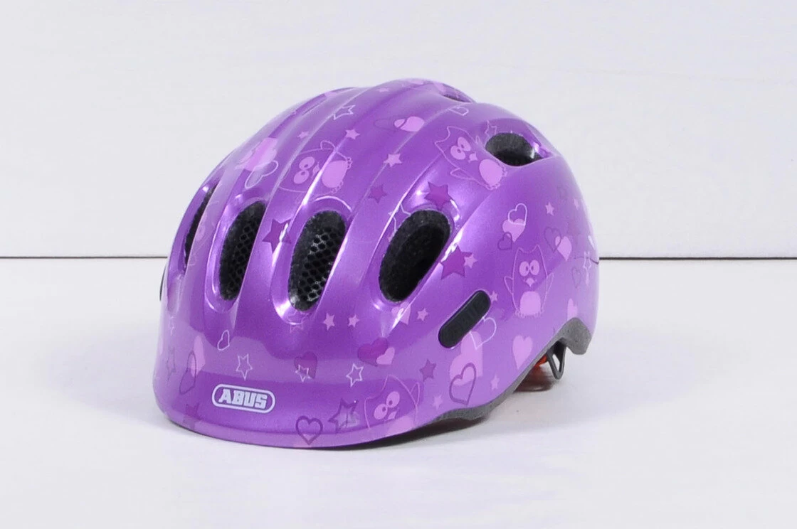 Dziecięcy kask rowerowy Abus Smiley 2.0, fioletowy Rozmiar M: 50-55 cm