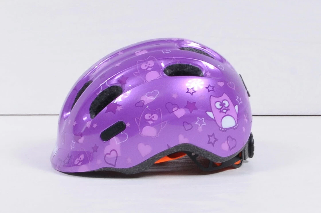 Dziecięcy kask rowerowy Abus Smiley 2.0, fioletowy Rozmiar M: 50-55 cm