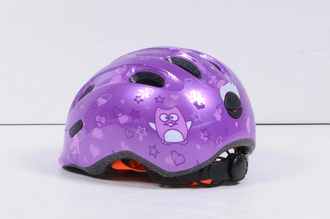 Dziecięcy kask rowerowy Abus Smiley 2.0, fioletowy Rozmiar M: 50-55 cm