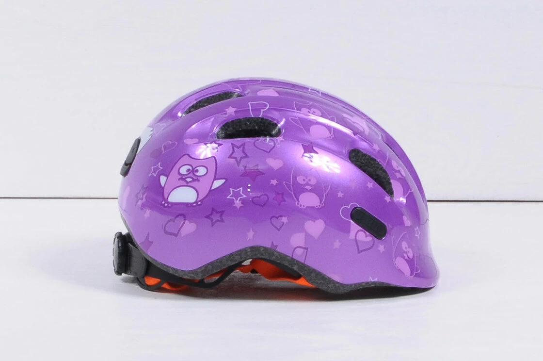 Dziecięcy kask rowerowy Abus Smiley 2.0, fioletowy Rozmiar M: 50-55 cm