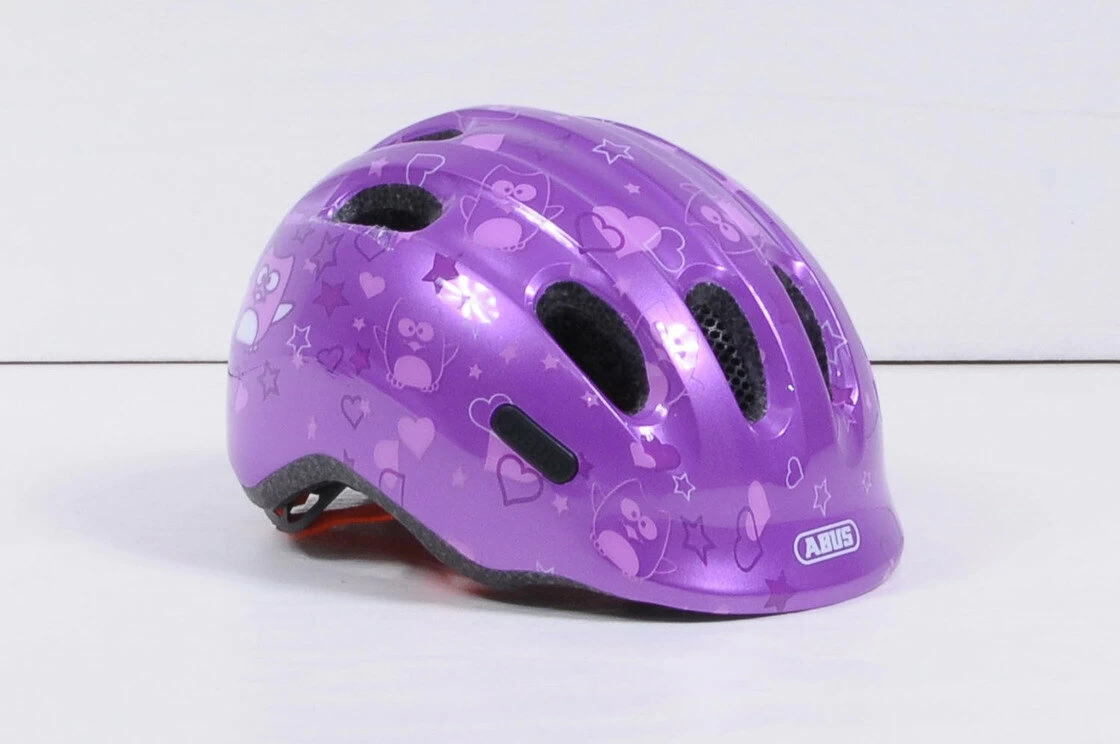 Dziecięcy kask rowerowy Abus Smiley 2.0, fioletowy Rozmiar M: 50-55 cm