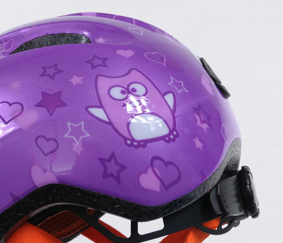 Dziecięcy kask rowerowy Abus Smiley 2.0, fioletowy Rozmiar M: 50-55 cm