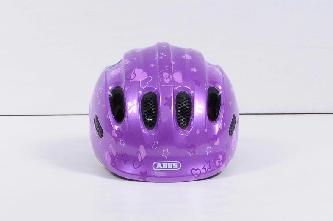 Dziecięcy kask rowerowy Abus Smiley 2.0, fioletowy Rozmiar M: 50-55 cm