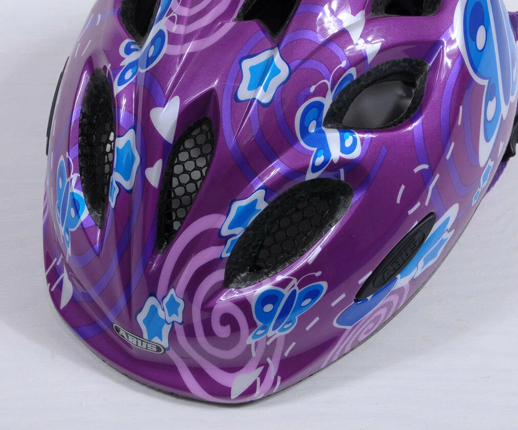 Dziecięcy kask rowerowy Abus Smiley 2.0, Pink Butterfly Rozmiar S: 45-50 cm
