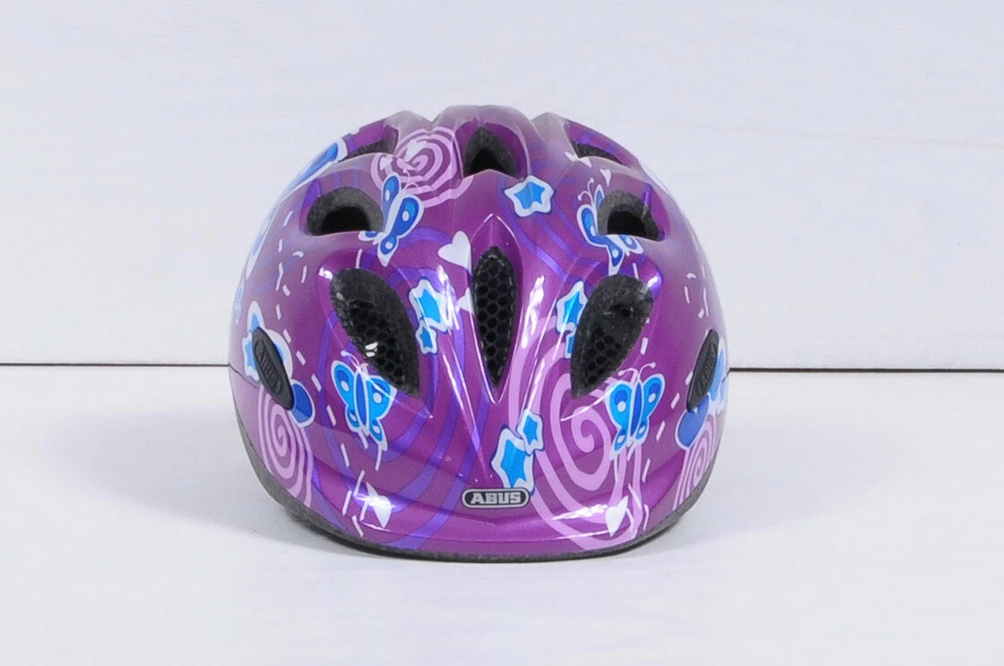 Dziecięcy kask rowerowy Abus Smiley 2.0, Pink Butterfly Rozmiar S: 45-50 cm