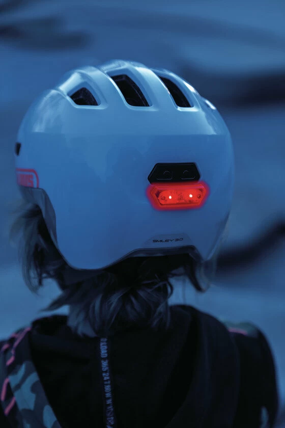 Dziecięcy kask rowerowy ABUS Smiley 3.0 ACE LED Royal Green  Rozmiar S: 45-50 cm