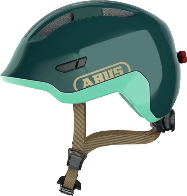 Dziecięcy kask rowerowy ABUS Smiley 3.0 ACE LED Royal Green  Rozmiar S: 45-50 cm