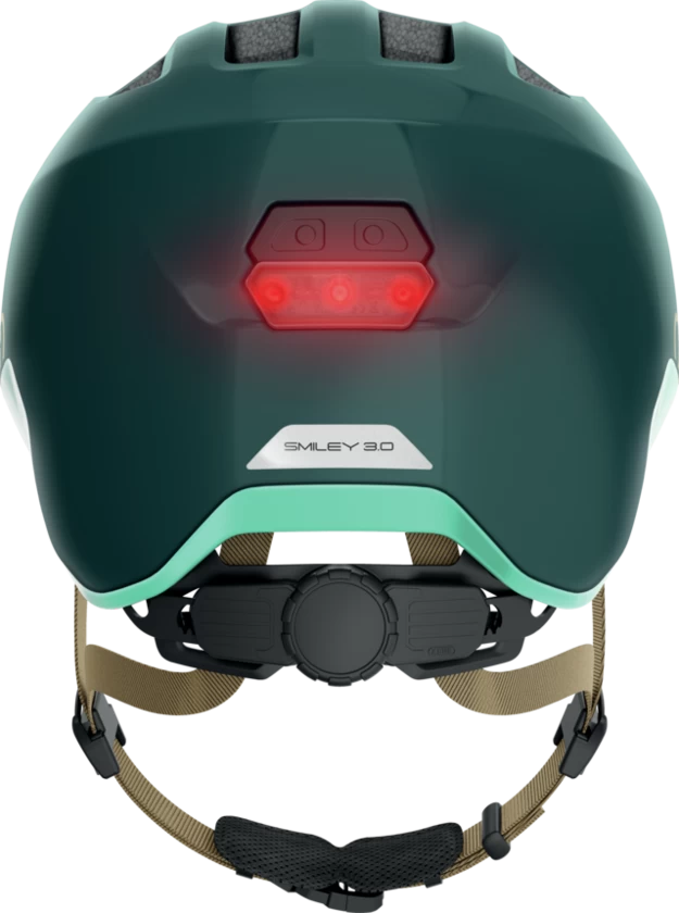 Dziecięcy kask rowerowy ABUS Smiley 3.0 ACE LED Royal Green  Rozmiar S: 45-50 cm