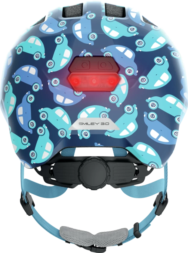 Dziecięcy kask rowerowy ABUS Smiley 3.0 LED Blue Car Rozmiar M: 50-55 cm