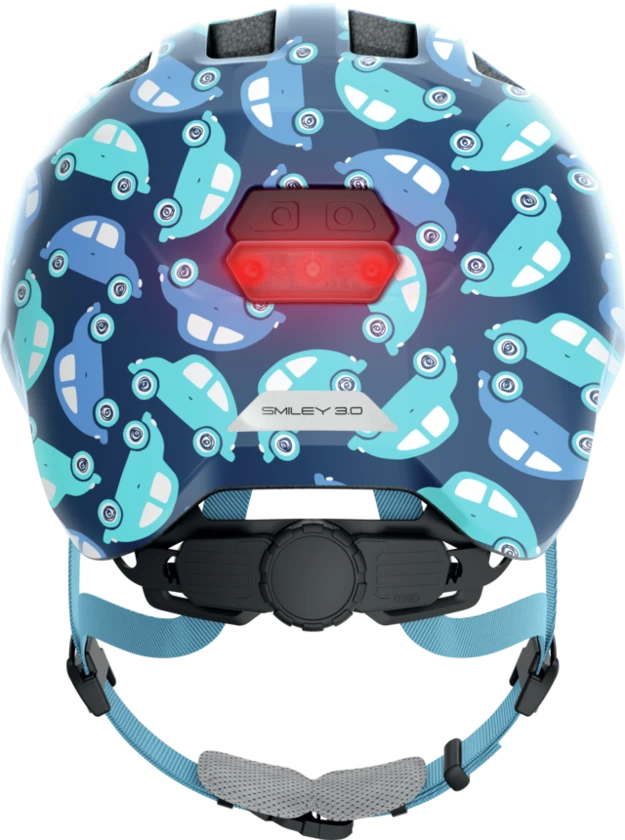 Dziecięcy kask rowerowy ABUS Smiley 3.0 LED Blue Car