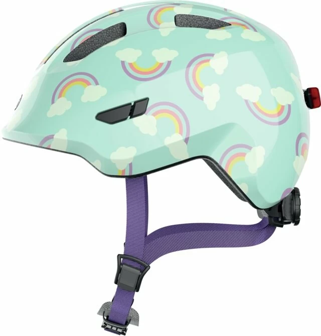 Dziecięcy kask rowerowy ABUS Smiley 3.0 LED Blue Rainbow