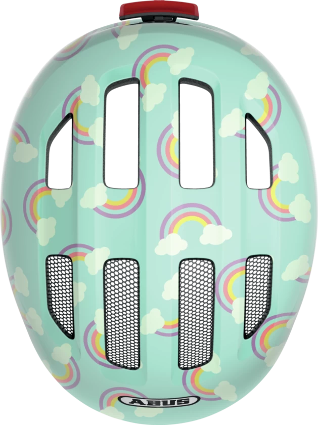 Dziecięcy kask rowerowy ABUS Smiley 3.0 LED Blue Rainbow Rozmiar S: 45-50 cm
