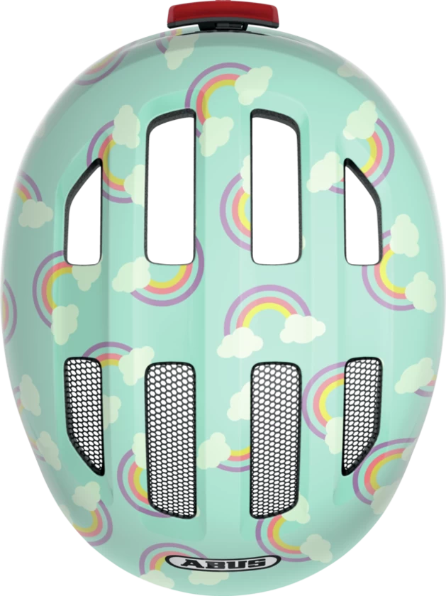 Dziecięcy kask rowerowy ABUS Smiley 3.0 LED Blue Rainbow Rozmiar M: 50-55 cm