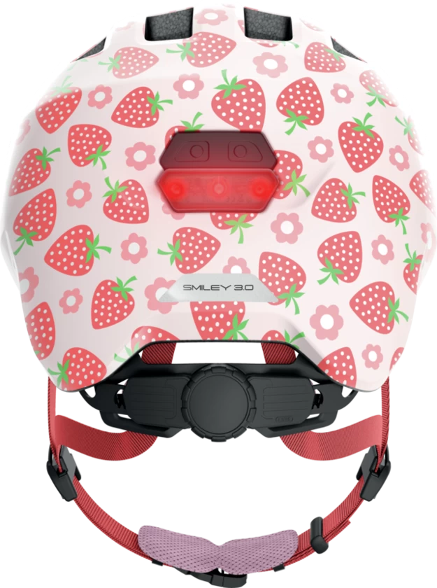 Dziecięcy kask rowerowy ABUS Smiley 3.0 LED Rose Strawberry