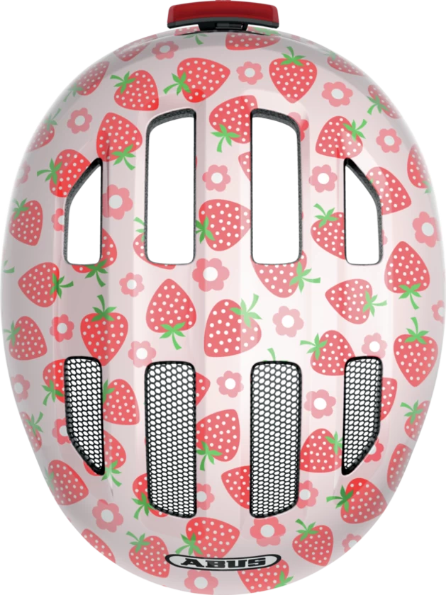 Dziecięcy kask rowerowy ABUS Smiley 3.0 LED Rose Strawberry