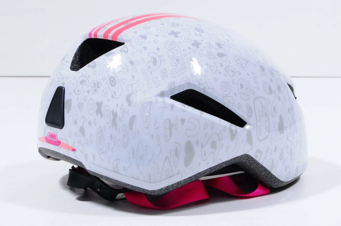 Dziecięcy kask rowerowy Abus Yadd-I Kid, biały Rozmiar M: 55-59 cm