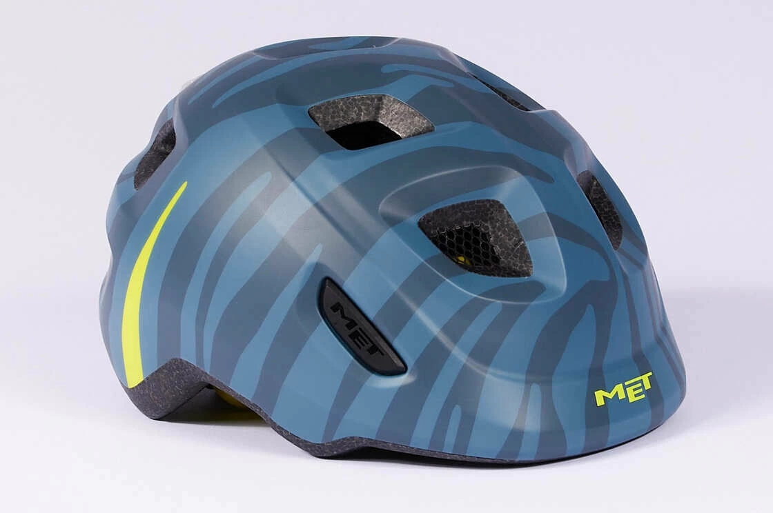 Dziecięcy kask rowerowy MET Hooray! Blue Zebra MIPS Rozmiar: S/M 52-55cm