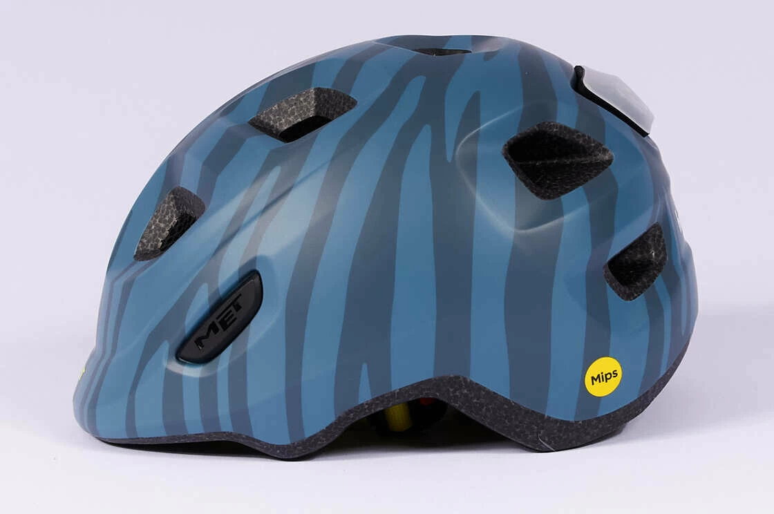 Dziecięcy kask rowerowy MET Hooray! Blue Zebra MIPS Rozmiar: S/M 52-55cm