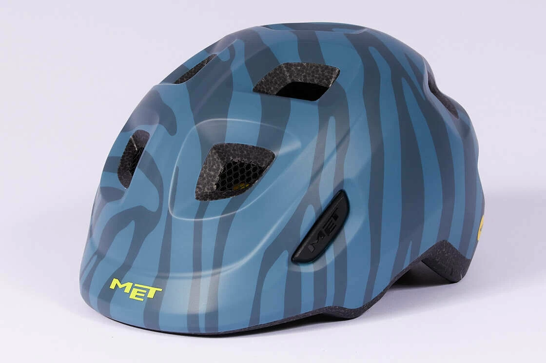 Dziecięcy kask rowerowy MET Hooray! Blue Zebra MIPS Rozmiar: S/M 52-55cm