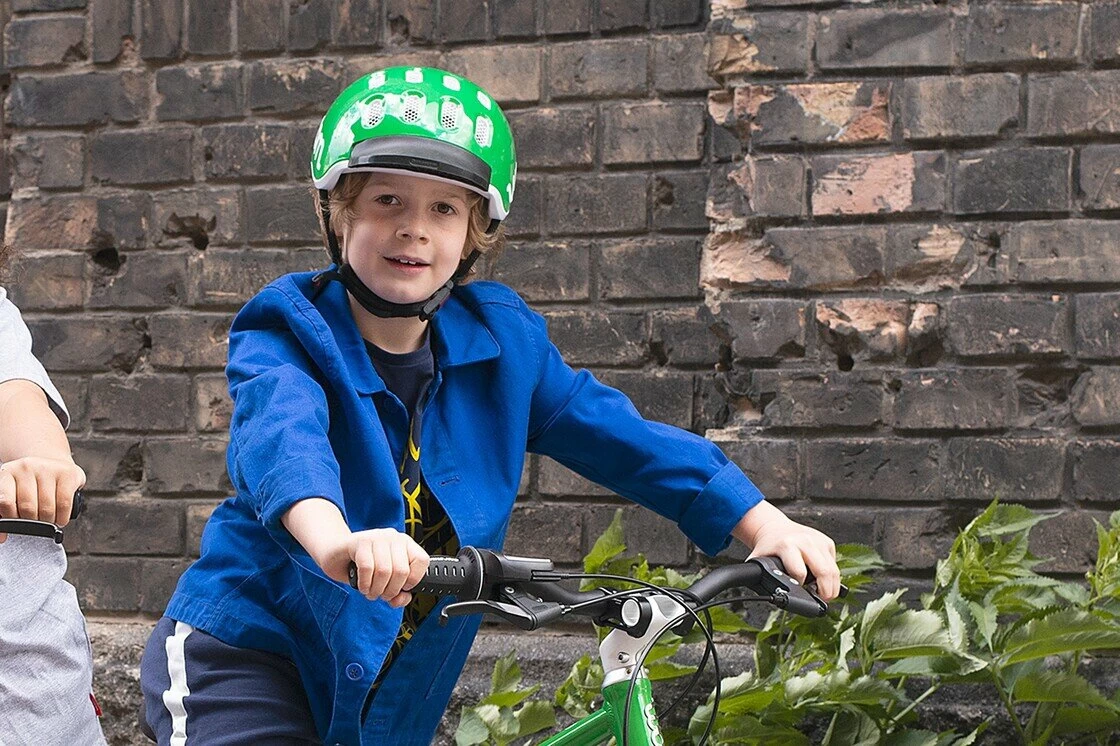 Dziecięcy kask rowerowy woom Zielony S (50-53)