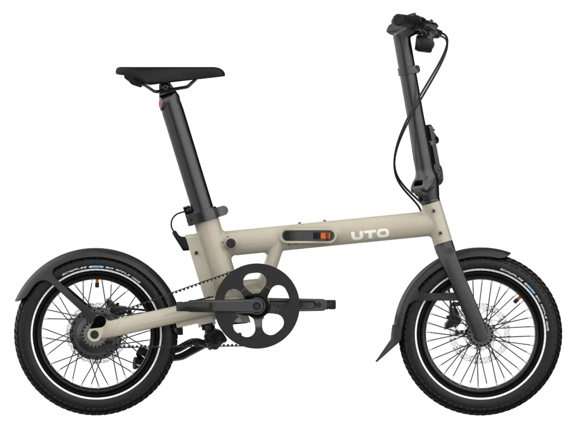 Elektryczny rower składany na pasku UTO PRO 16 Taupe