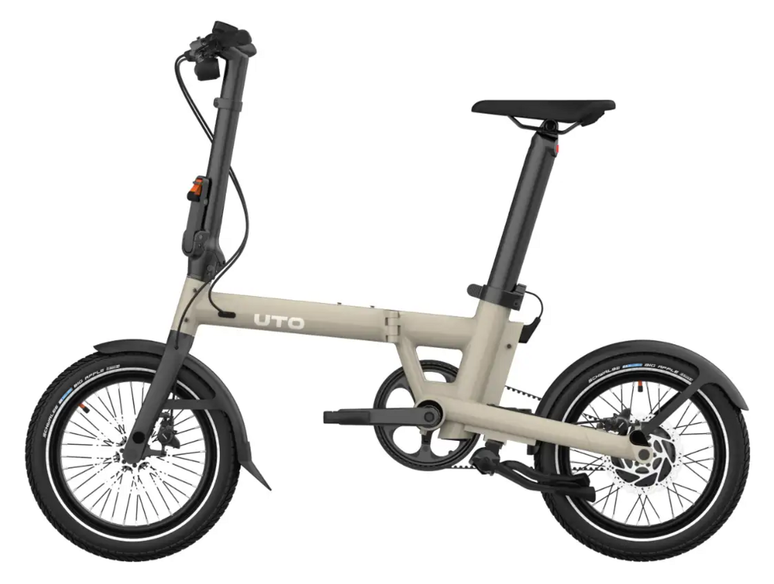 Elektryczny rower składany na pasku UTO PRO 16 Taupe