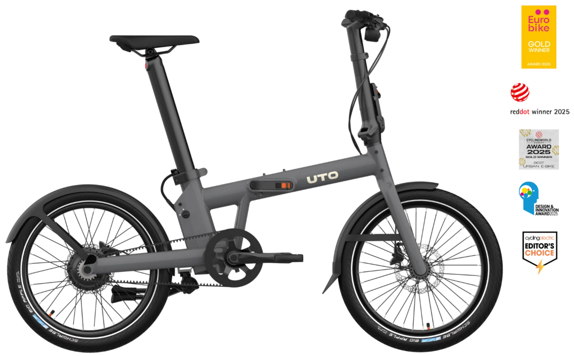 Elektryczny rower składany na pasku UTO PRO 20 Grey