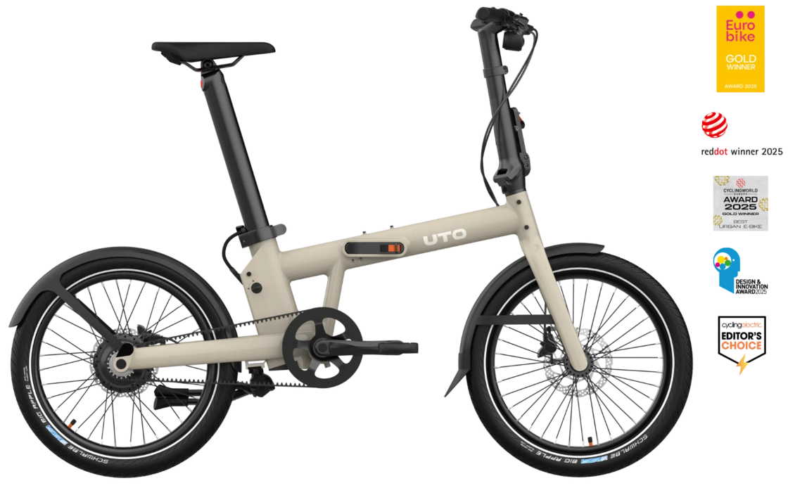 Elektryczny rower składany na pasku UTO PRO 20 Taupe