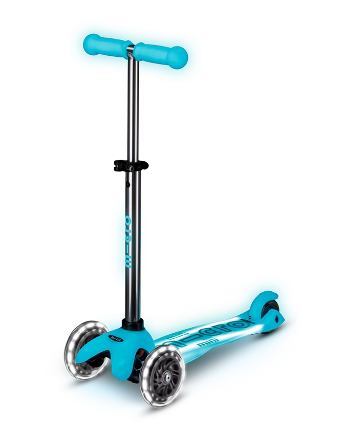 Hulajnoga dla dzieci Mini Micro Deluxe LED ze świecącym podestem Glacier Aqua