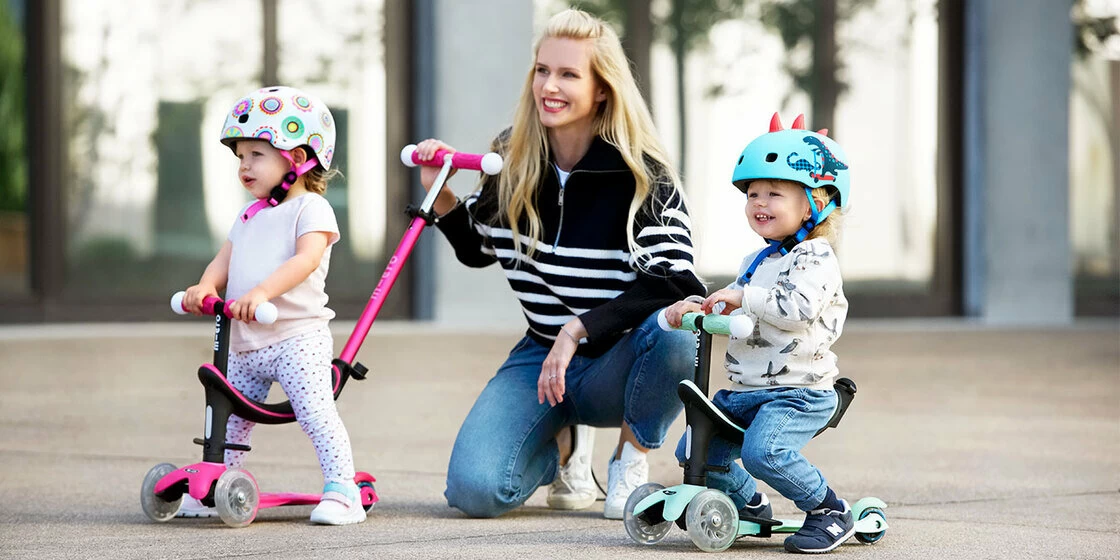 Jeździk i hulajnoga dla dzieci Mini2Grow Micro Deluxe Magic LED 2.0 Miętowy